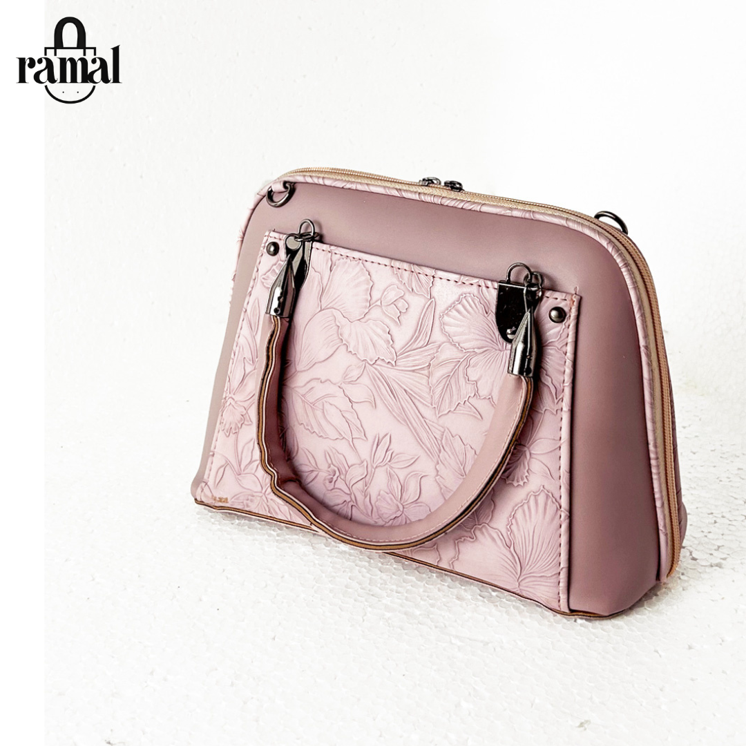 Baby pink Carving leather Bag