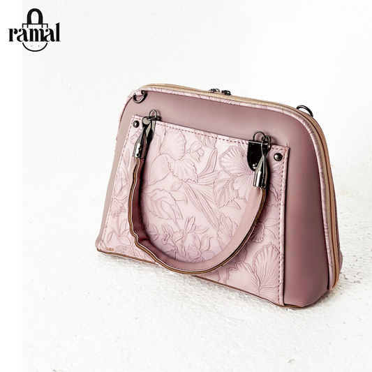 Baby pink Carving leather Bag