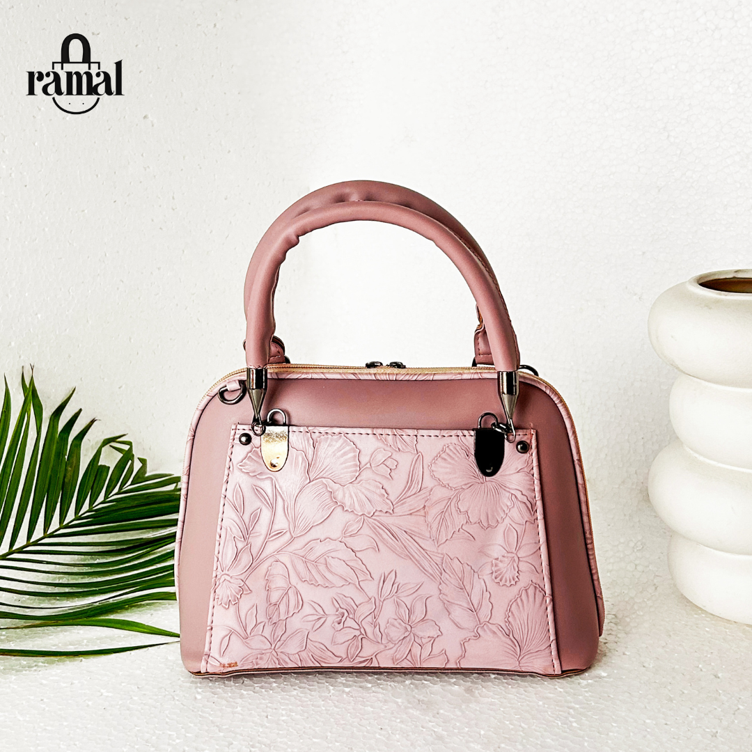 Baby pink Carving leather Bag